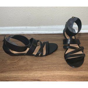 Ann Taylor Size 7 Black Scrappy Wedge Sandals